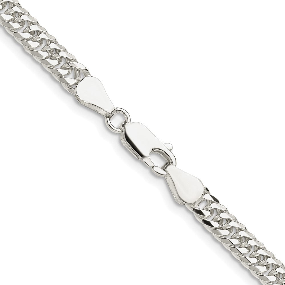 Sterling Silver Rhodium-Plated 4.8mm Double Diamond-Cut Curb Chain