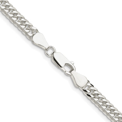 Sterling Silver Rhodium-Plated 4.8mm Double Diamond-Cut Curb Chain