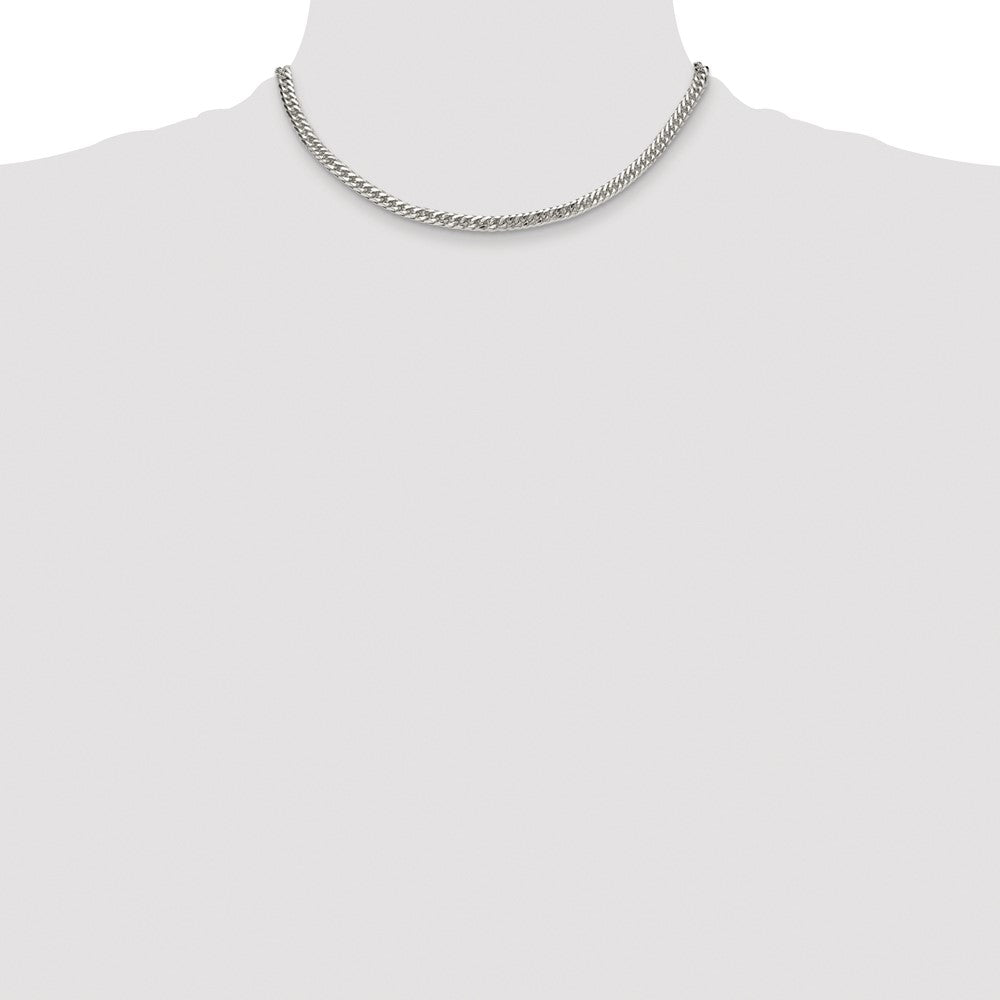 Sterling Silver Rhodium-Plated 4.8mm Double Diamond-Cut Curb Chain