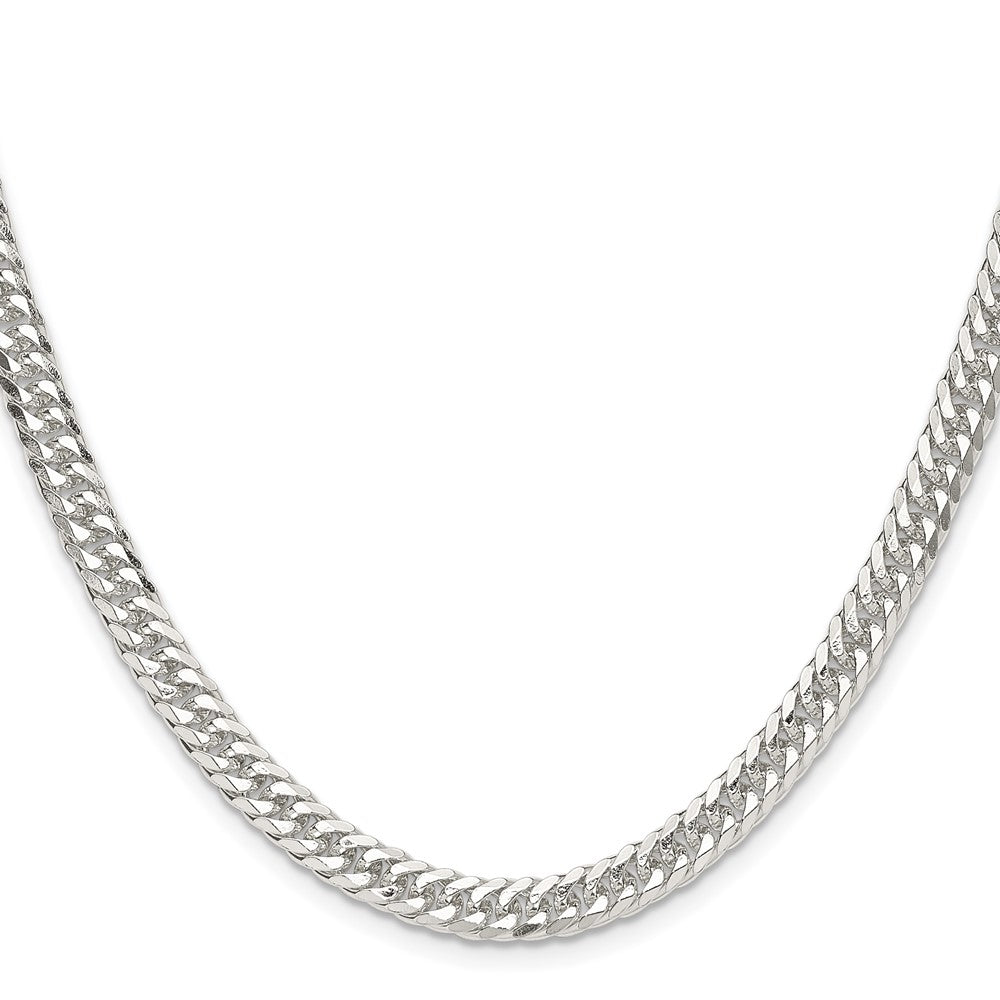 Sterling Silver Polished 5.7mm Double Diamond-Cut Curb Chain