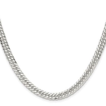Sterling Silver Polished 5.7mm Double Diamond-Cut Curb Chain