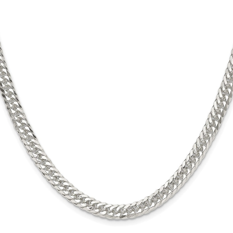 Sterling Silver Polished 5.7mm Double Diamond-Cut Curb Chain