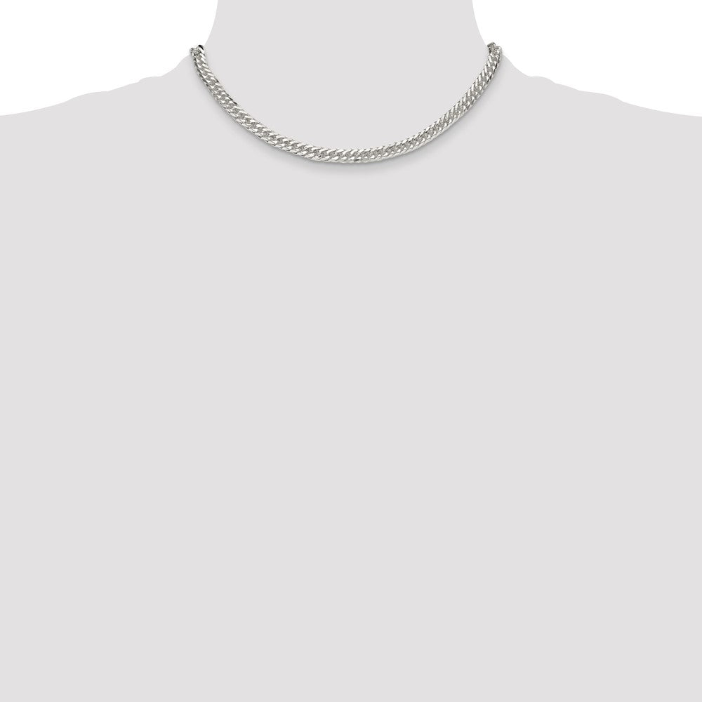 Sterling Silver Polished 5.7mm Double Diamond-Cut Curb Chain