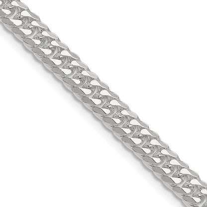 Sterling Silver Polished 5.7mm Double Diamond-Cut Curb Chain