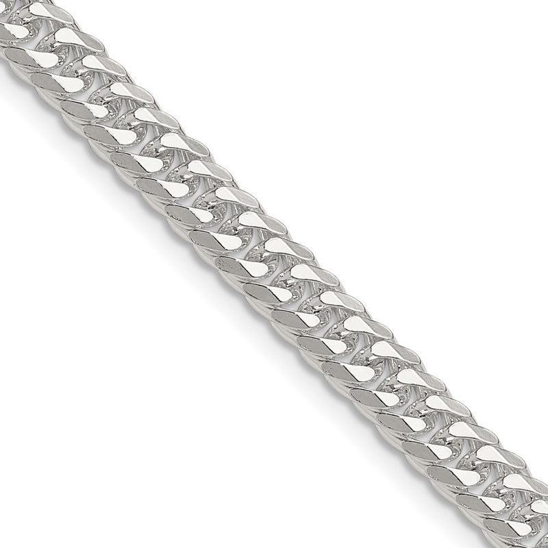 Sterling Silver Polished 5.7mm Double Diamond-Cut Curb Chain