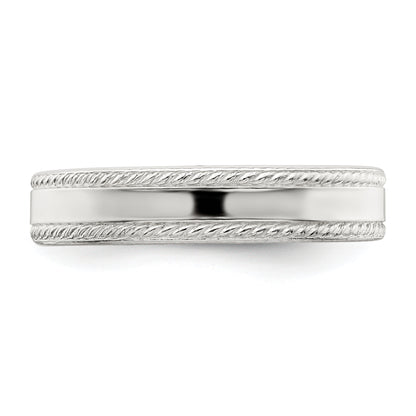 Sterling Silver 4mm Flat With Rope Edge Size 6 Band