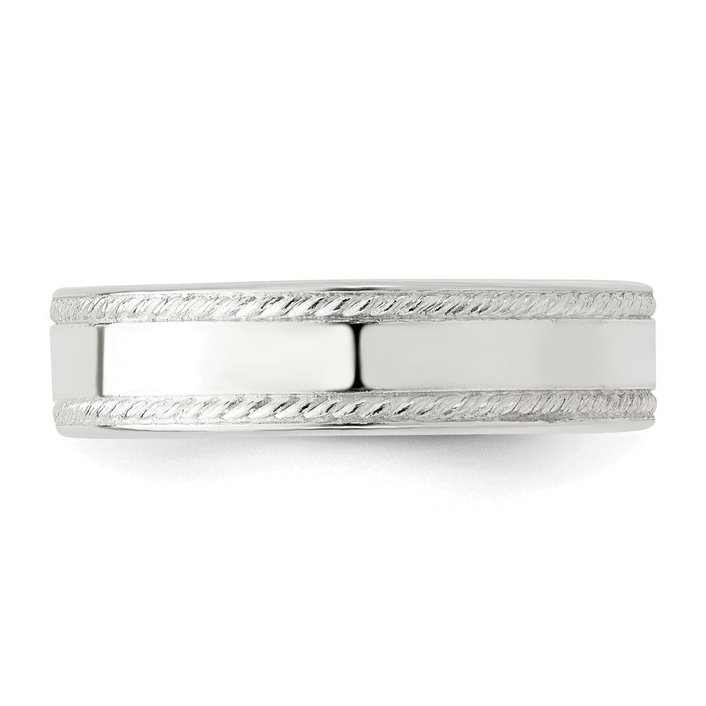 Sterling Silver 5mm Flat With Rope Edge Size 9 Band