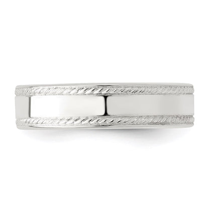 Sterling Silver 5mm Flat With Rope Edge Size 9 Band