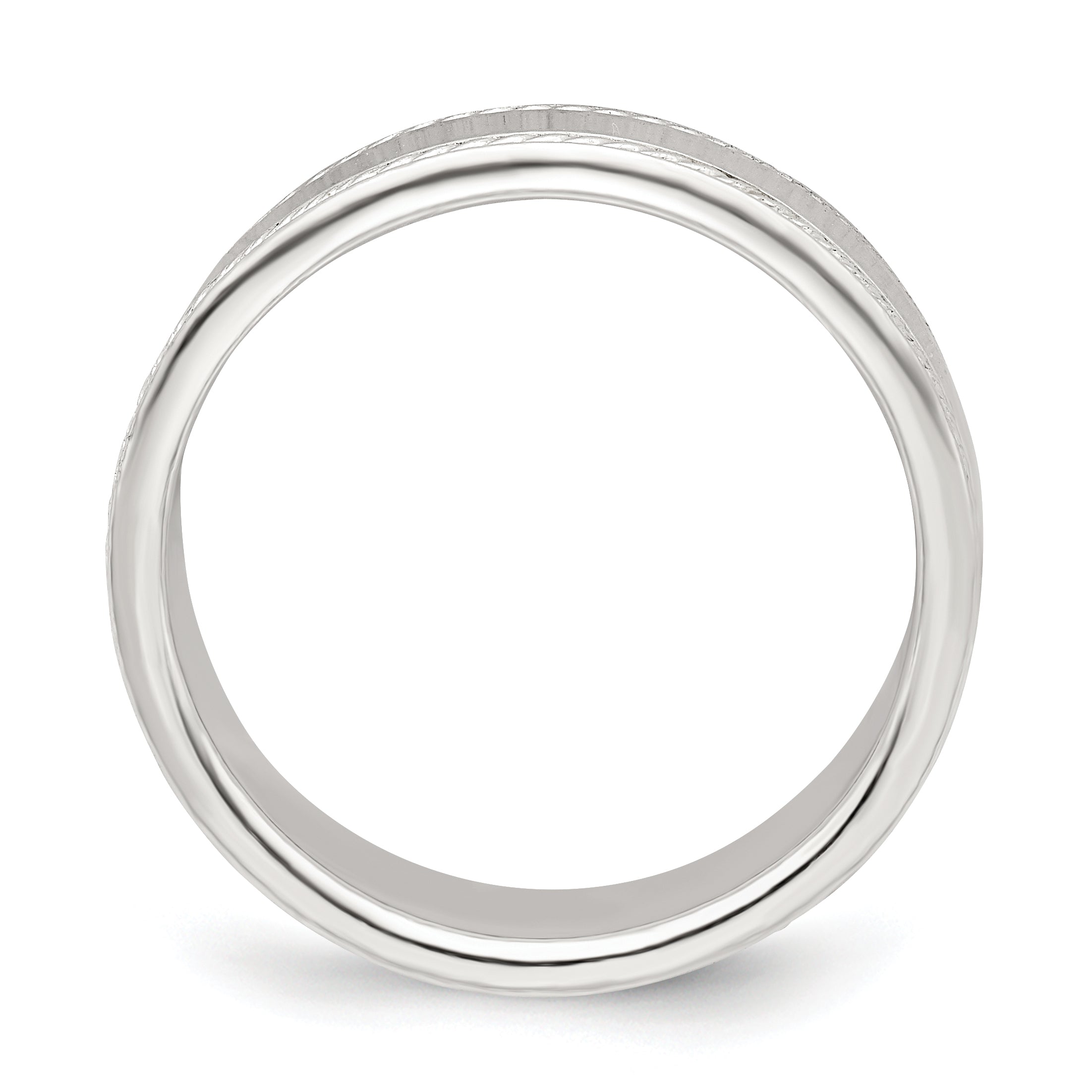Sterling Silver 6mm Flat With Rope Edge Size 9 Band