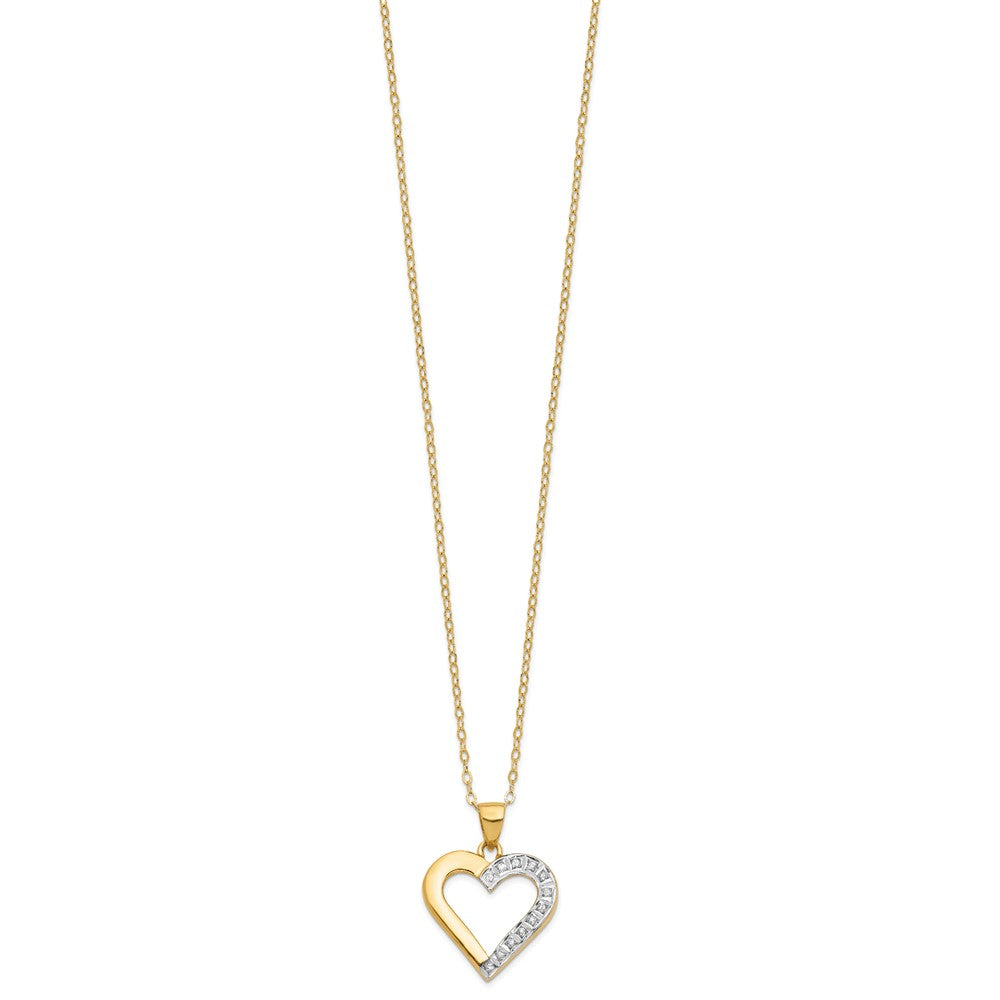 Sterling Silver Diamond Fascination Mystique 18K Gold-Plated Heart 18 Inch Necklace