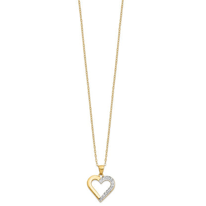 Sterling Silver Diamond Fascination Mystique 18K Gold-Plated Heart 18 Inch Necklace
