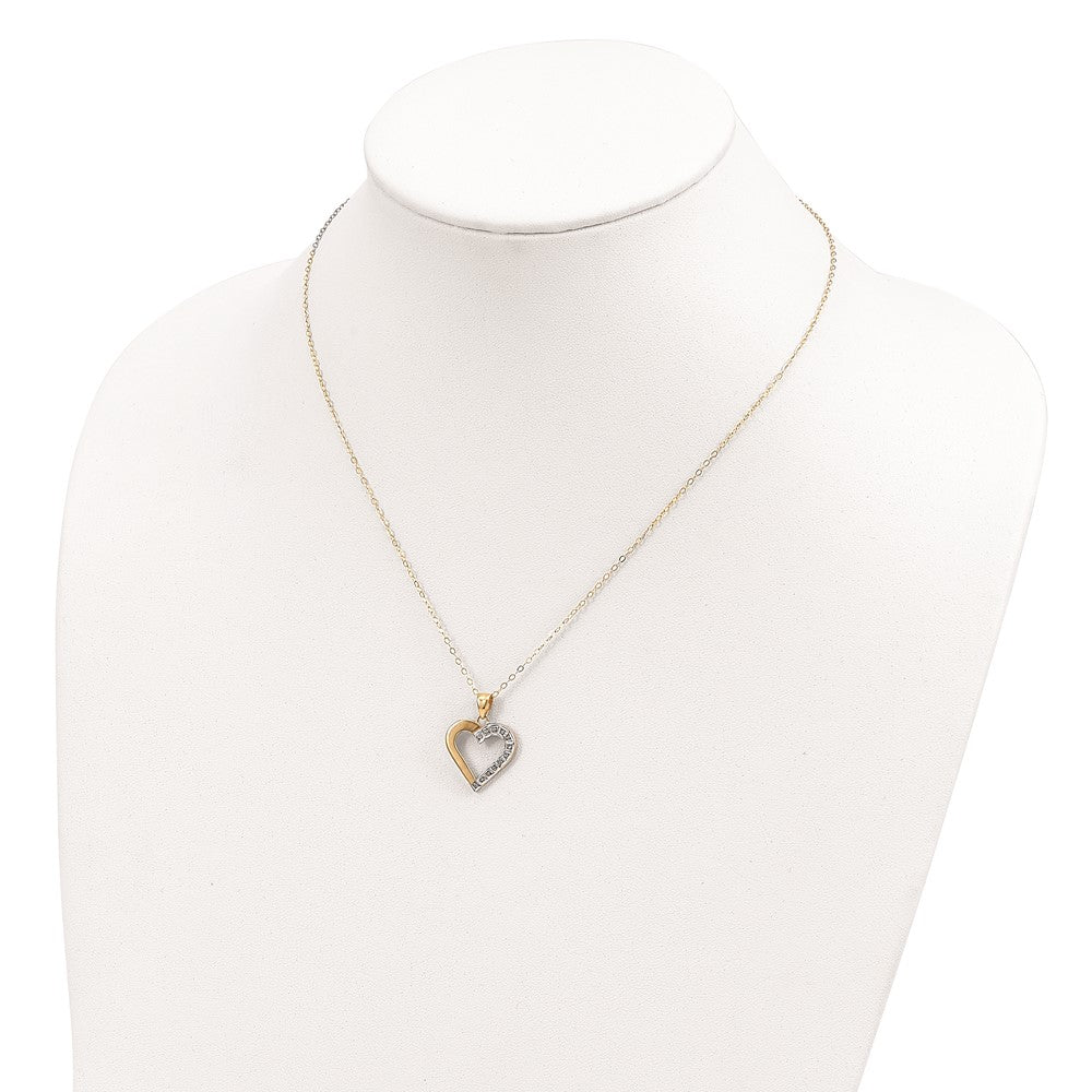 Sterling Silver Diamond Fascination Mystique 18K Gold-Plated Heart 18 Inch Necklace
