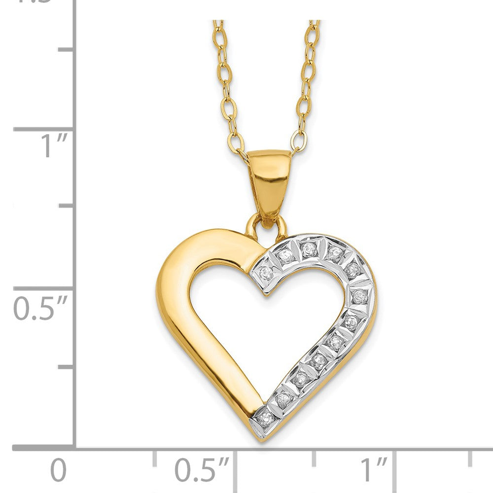 Sterling Silver Diamond Fascination Mystique 18K Gold-Plated Heart 18 Inch Necklace