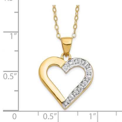 Sterling Silver Diamond Fascination Mystique 18K Gold-Plated Heart 18 Inch Necklace