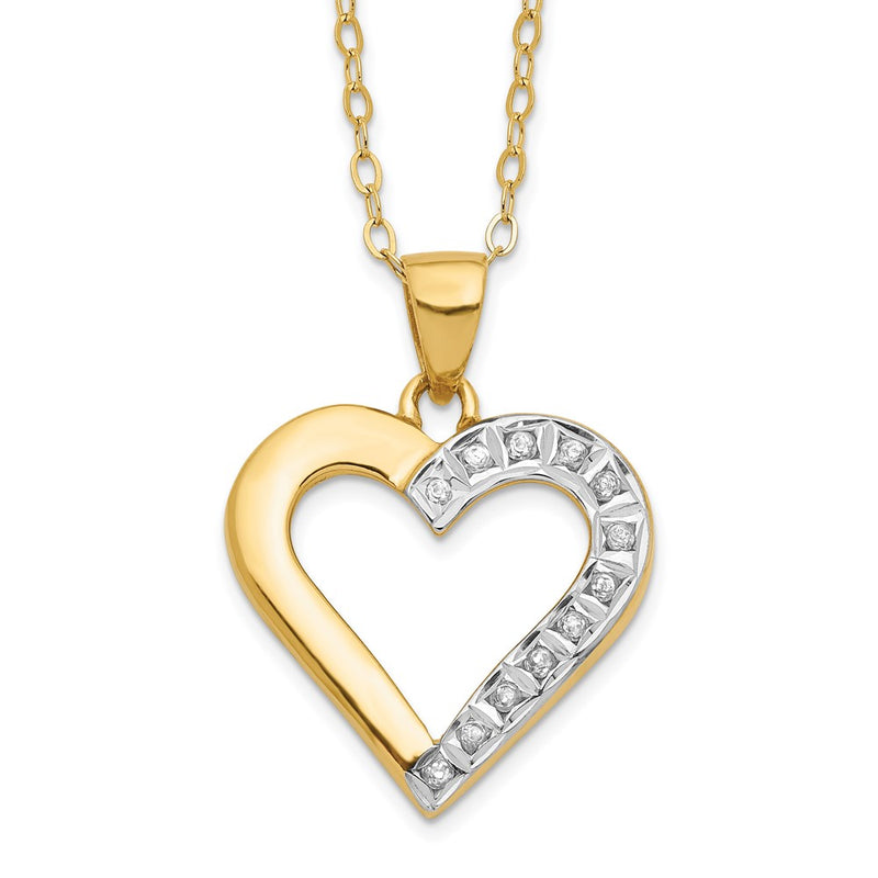 Sterling Silver Diamond Fascination Mystique 18K Gold-Plated Heart 18 Inch Necklace