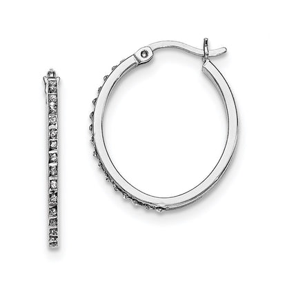 Sterling Silver Diamond Fascination Mystique Platinum-Plated Set Of 3 Oval And Round Hoop Earrings