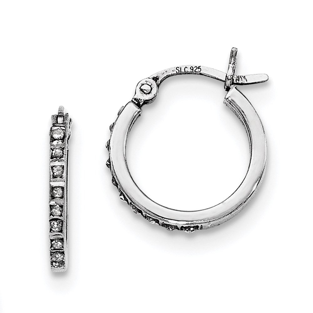 Sterling Silver Diamond Fascination Mystique Platinum-Plated Set Of 3 Oval And Round Hoop Earrings