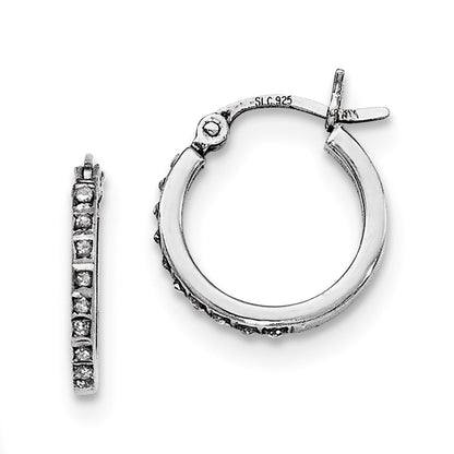 Sterling Silver Diamond Fascination Mystique Platinum-Plated Set Of 3 Oval And Round Hoop Earrings