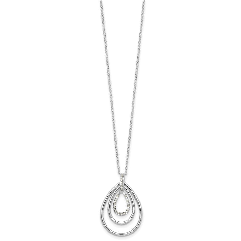 Sterling Silver Diamond Fascination Mystique Platinum-Plated Triple Teardrop 18 Inch Necklace