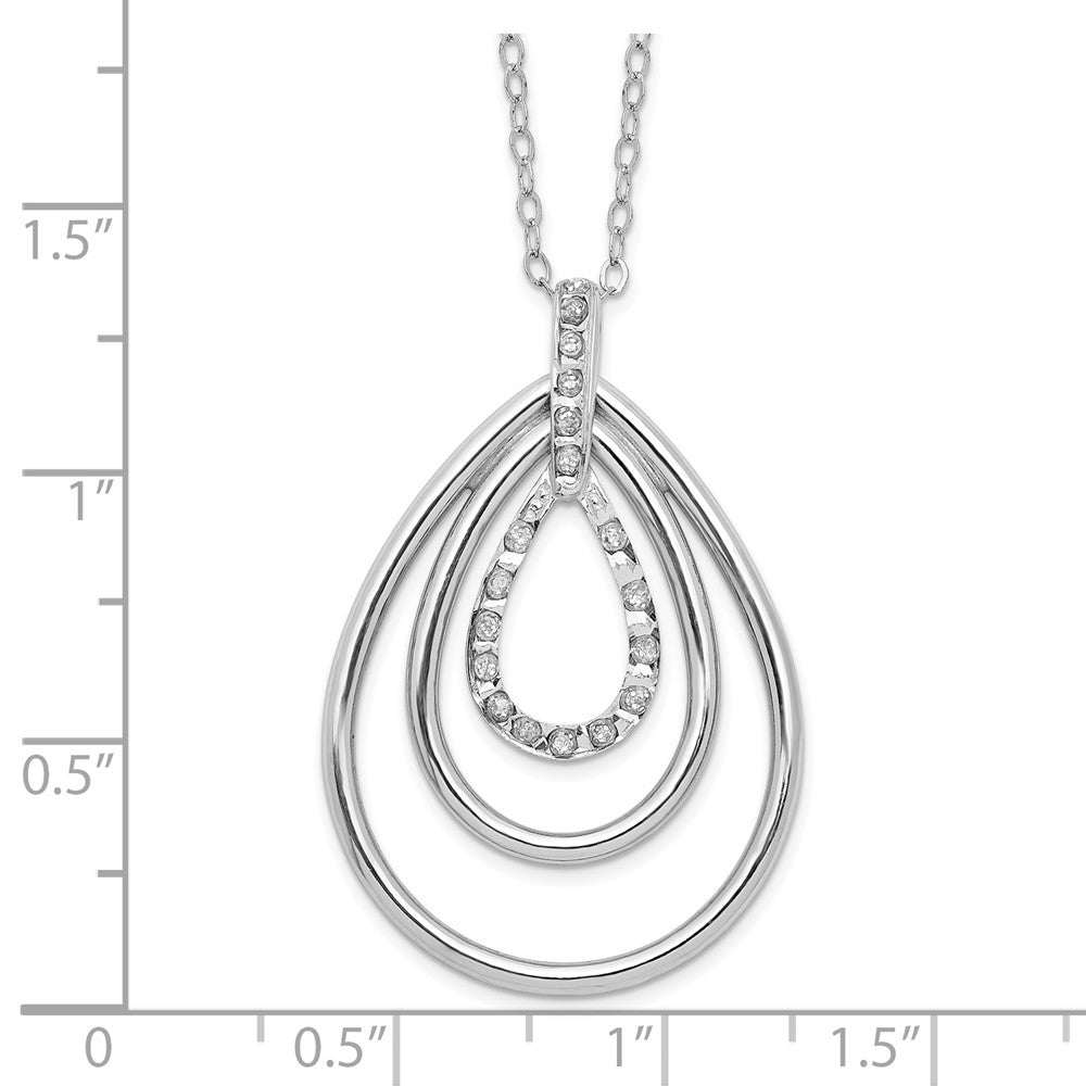 Sterling Silver Diamond Fascination Mystique Platinum-Plated Triple Teardrop 18 Inch Necklace