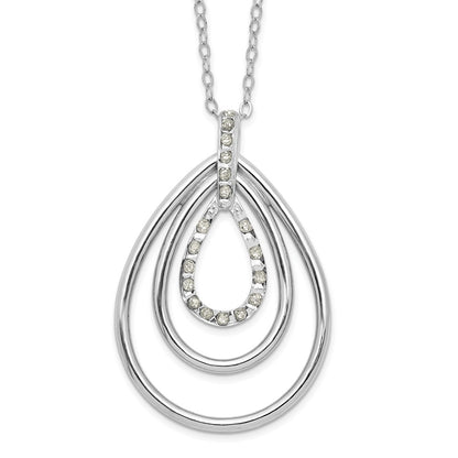 Sterling Silver Diamond Fascination Mystique Platinum-Plated Triple Teardrop 18 Inch Necklace
