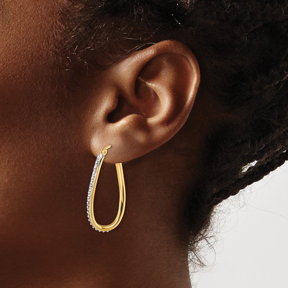 Sterling Silver Diamond Fascination Mystique 18K Gold-Plated Oval Twist Hoop Earrings