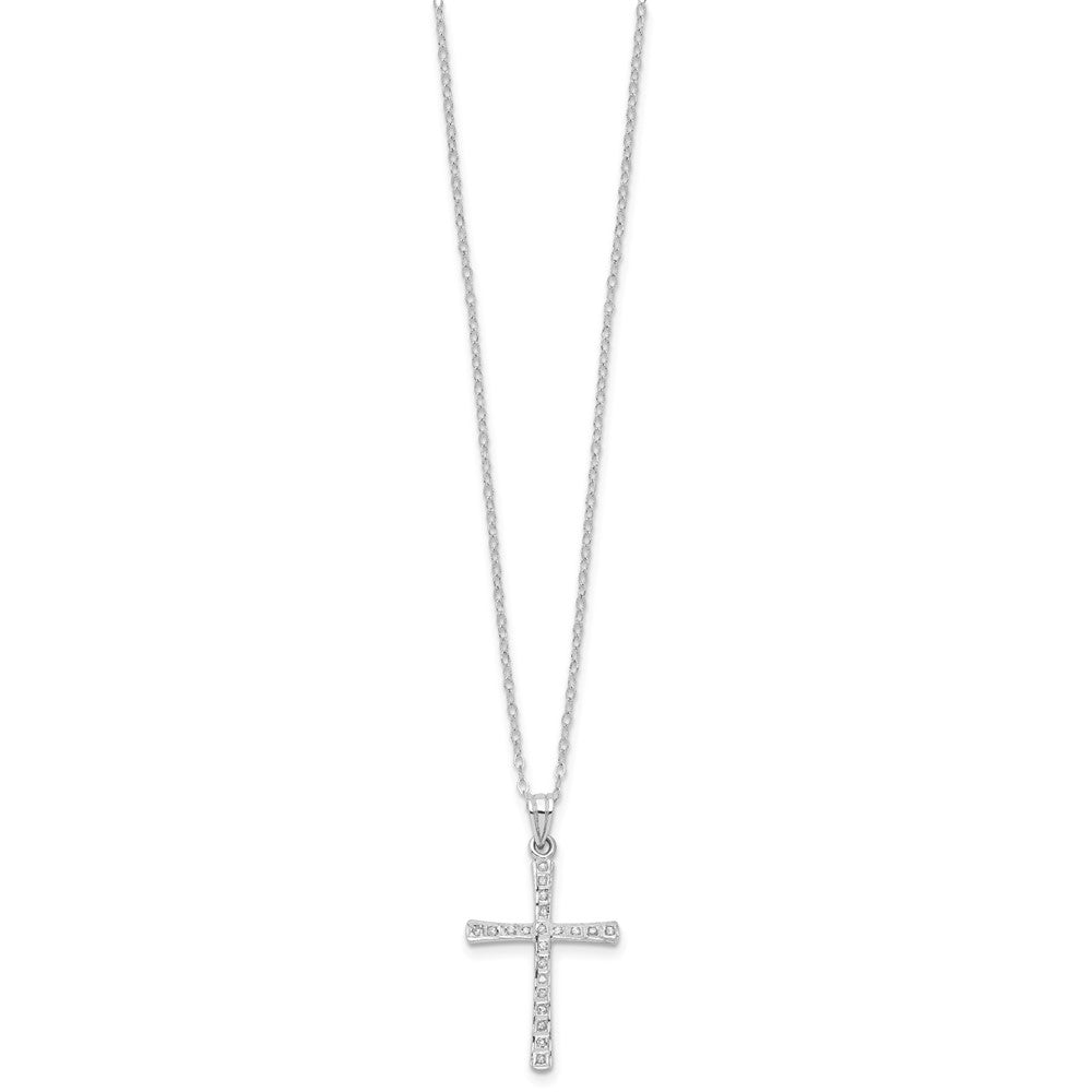 Sterling Silver Diamond Fascination Mystique Platinum-Plated Cross 18 Inch Necklace