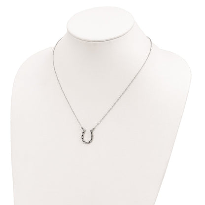Sterling Silver Diamond Fascination Mystique Platinum-Plated Black And White 18 Inch Necklace