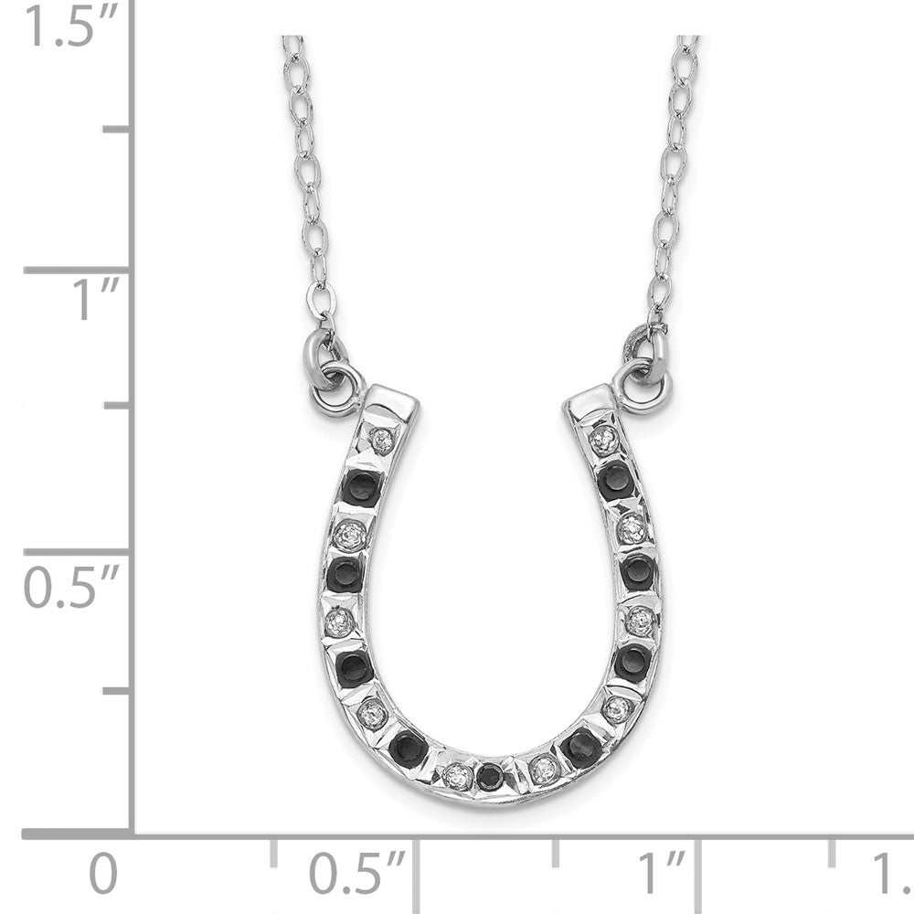 Sterling Silver Diamond Fascination Mystique Platinum-Plated Black And White 18 Inch Necklace
