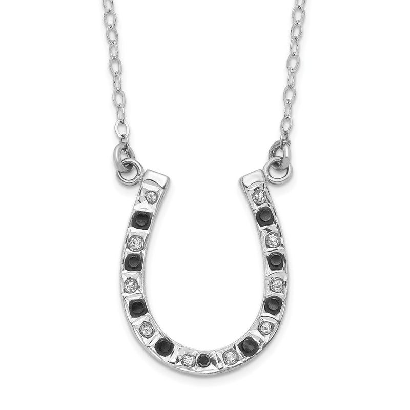 Sterling Silver Diamond Fascination Mystique Platinum-Plated Black And White 18 Inch Necklace