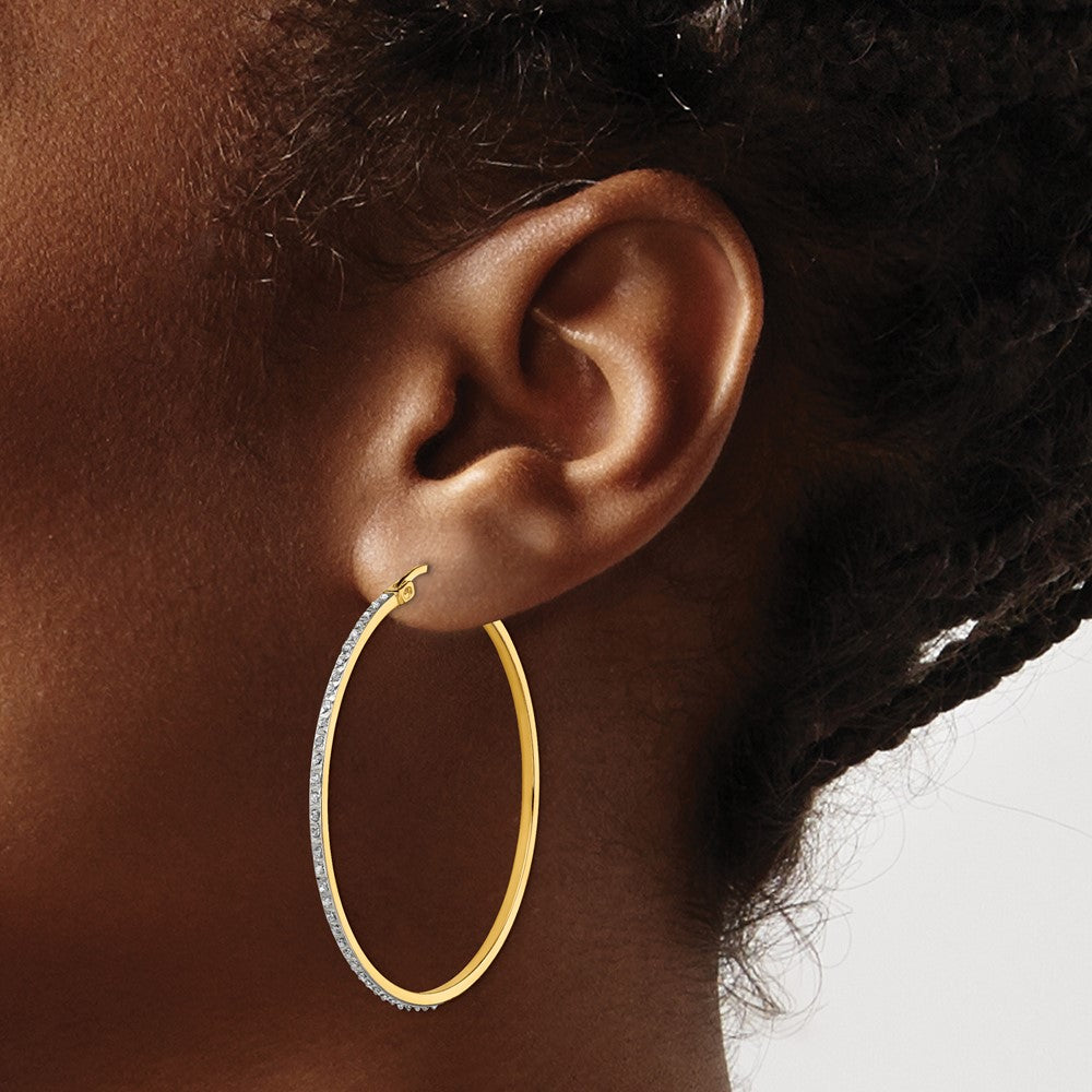 Sterling Silver Diamond Fascination Mystique 18K Gold-Plated Round Hoop Earrings