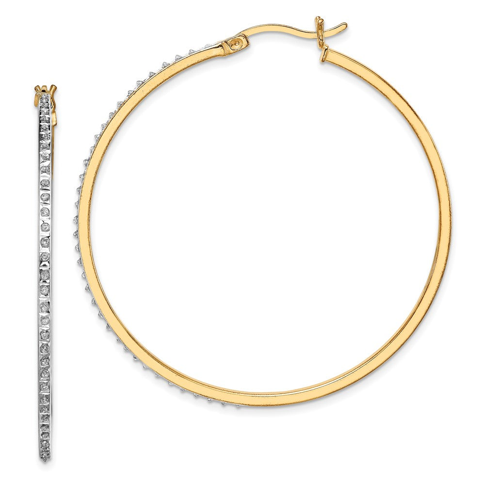 Sterling Silver Diamond Fascination Mystique 18K Gold-Plated Round Hoop Earrings