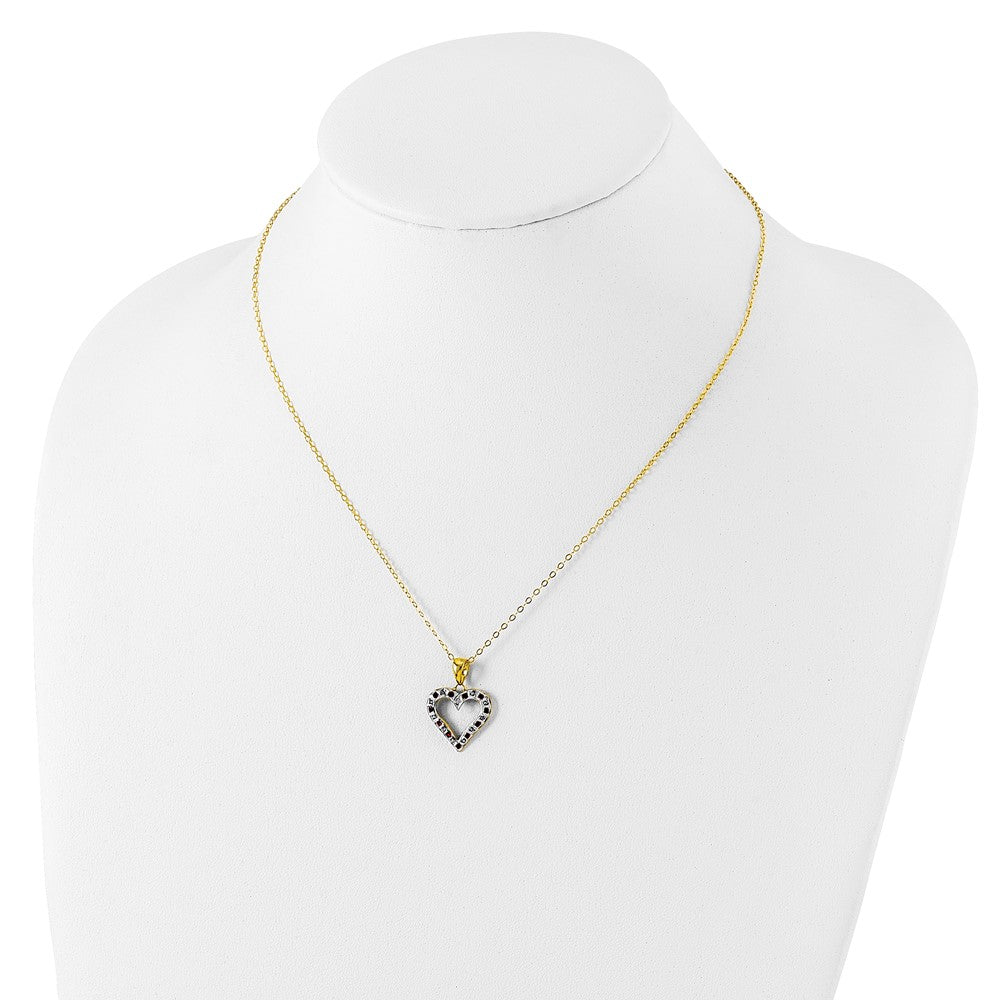 Sterling Silver Diamond Fascination Mystique 18K Gold-Plated And Ruby Heart 18 Inch Necklace