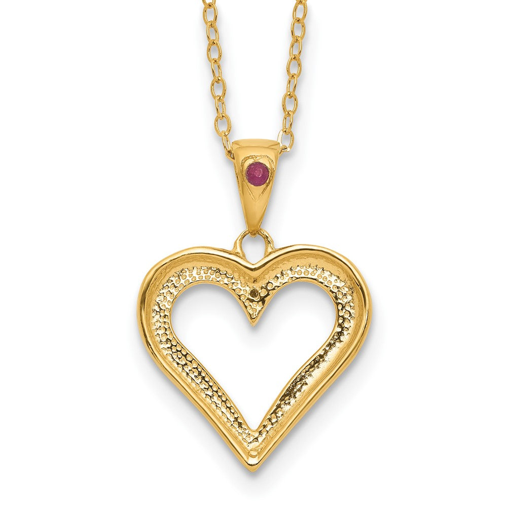 Sterling Silver Diamond Fascination Mystique 18K Gold-Plated And Ruby Heart 18 Inch Necklace