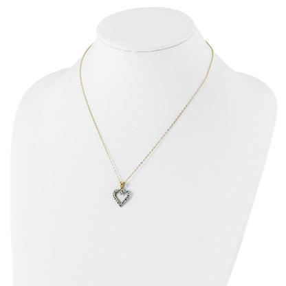 Sterling Silver Diamond Fascination Mystique 18K Gold-Plated And Emerald Heart 18 Inch Necklace