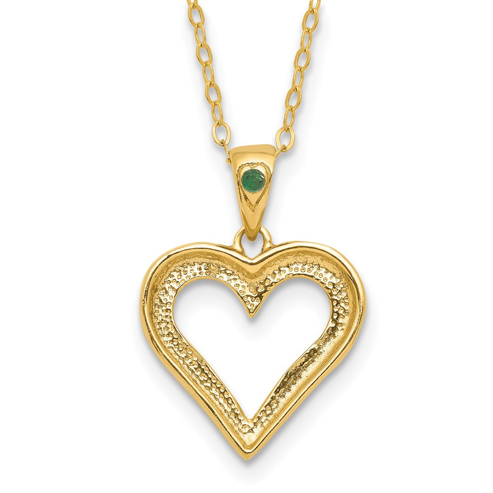 Sterling Silver Diamond Fascination Mystique 18K Gold-Plated And Emerald Heart 18 Inch Necklace