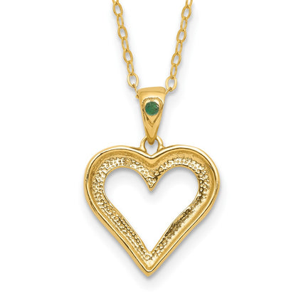 Sterling Silver Diamond Fascination Mystique 18K Gold-Plated And Emerald Heart 18 Inch Necklace