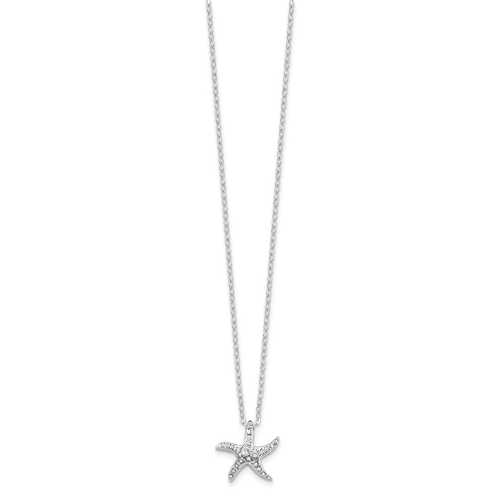 Sterling Silver Diamond Fascination Mystique Platinum-Plated Starfish 18 Inch Necklace