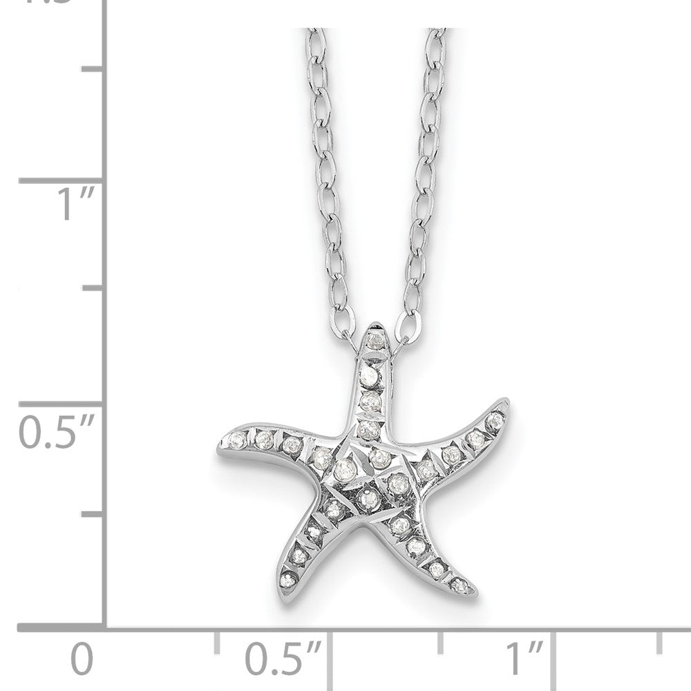 Sterling Silver Diamond Fascination Mystique Platinum-Plated Starfish 18 Inch Necklace
