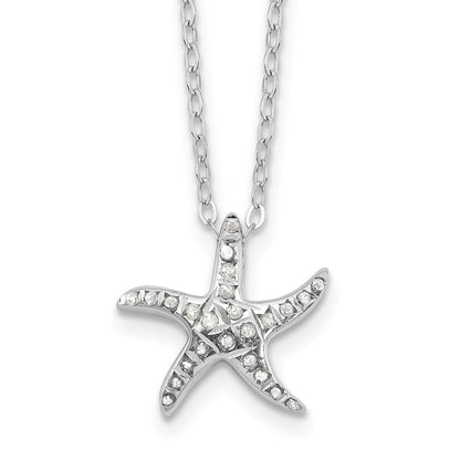 Sterling Silver Diamond Fascination Mystique Platinum-Plated Starfish 18 Inch Necklace