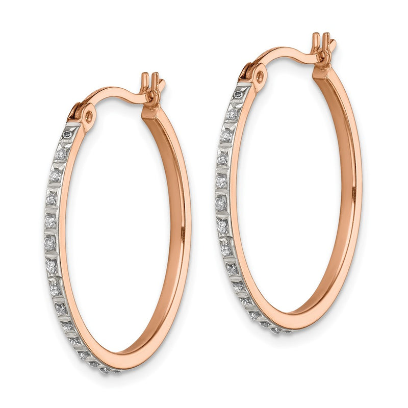 Sterling Silver Diamond Fascination Mystique Rose Gold-Plated Round Hoop Earrings