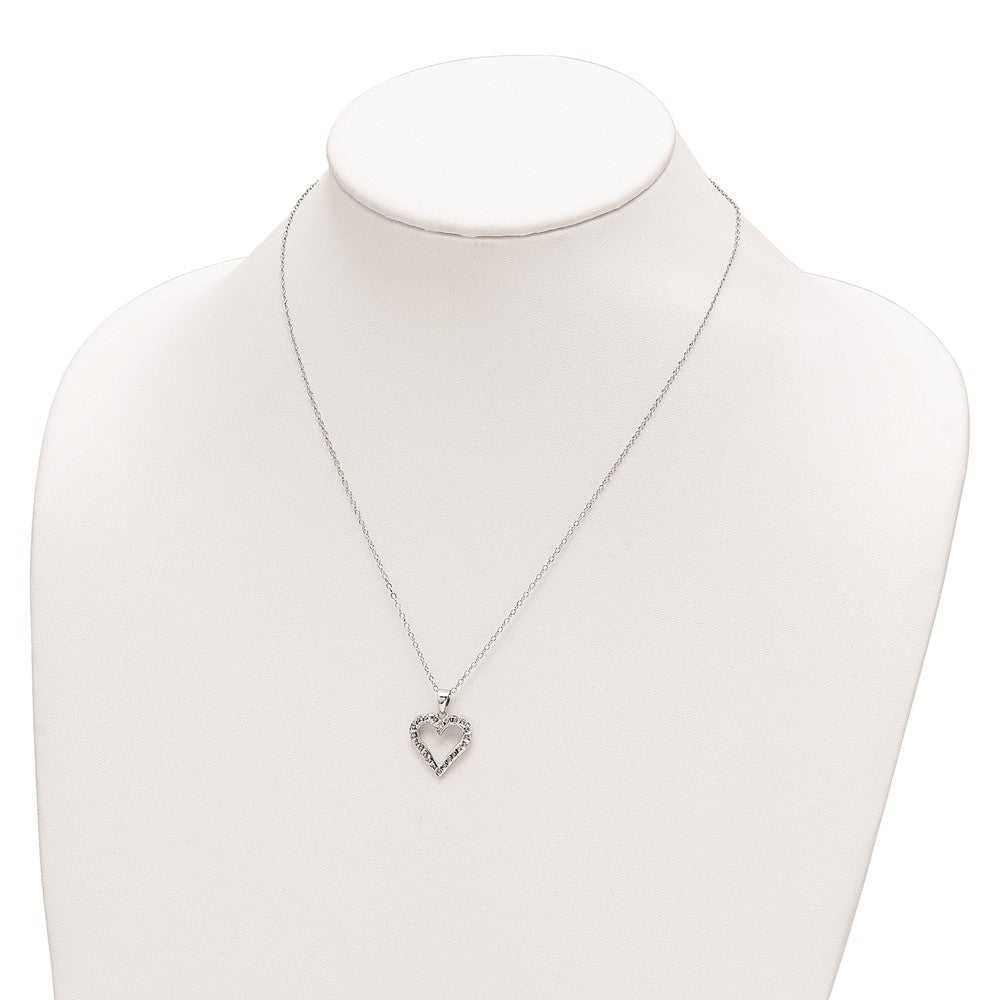Sterling Silver Diamond Fascination Mystique Platinum-Plated Heart 18 Inch Necklace