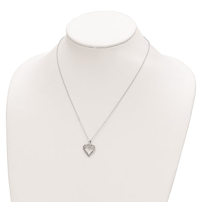 Sterling Silver Diamond Fascination Mystique Platinum-Plated Heart 18 Inch Necklace