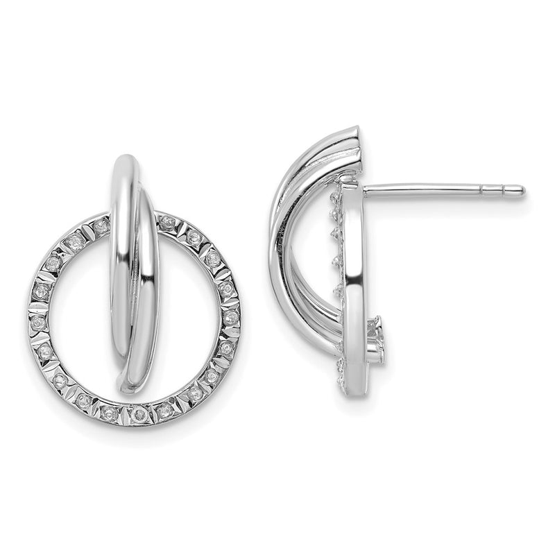 Sterling Silver Diamond Fascination Mystique Platinum-Plated Post Earrings