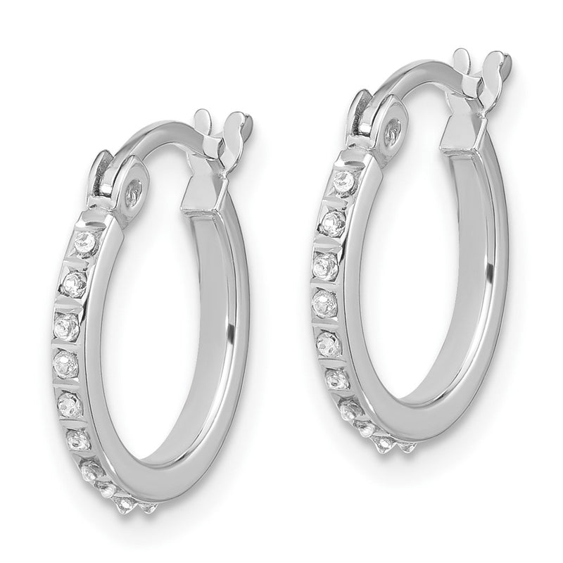 Sterling Silver Platinum-Plated Diamond Mystique Dia Dust/accent Hoop Earring