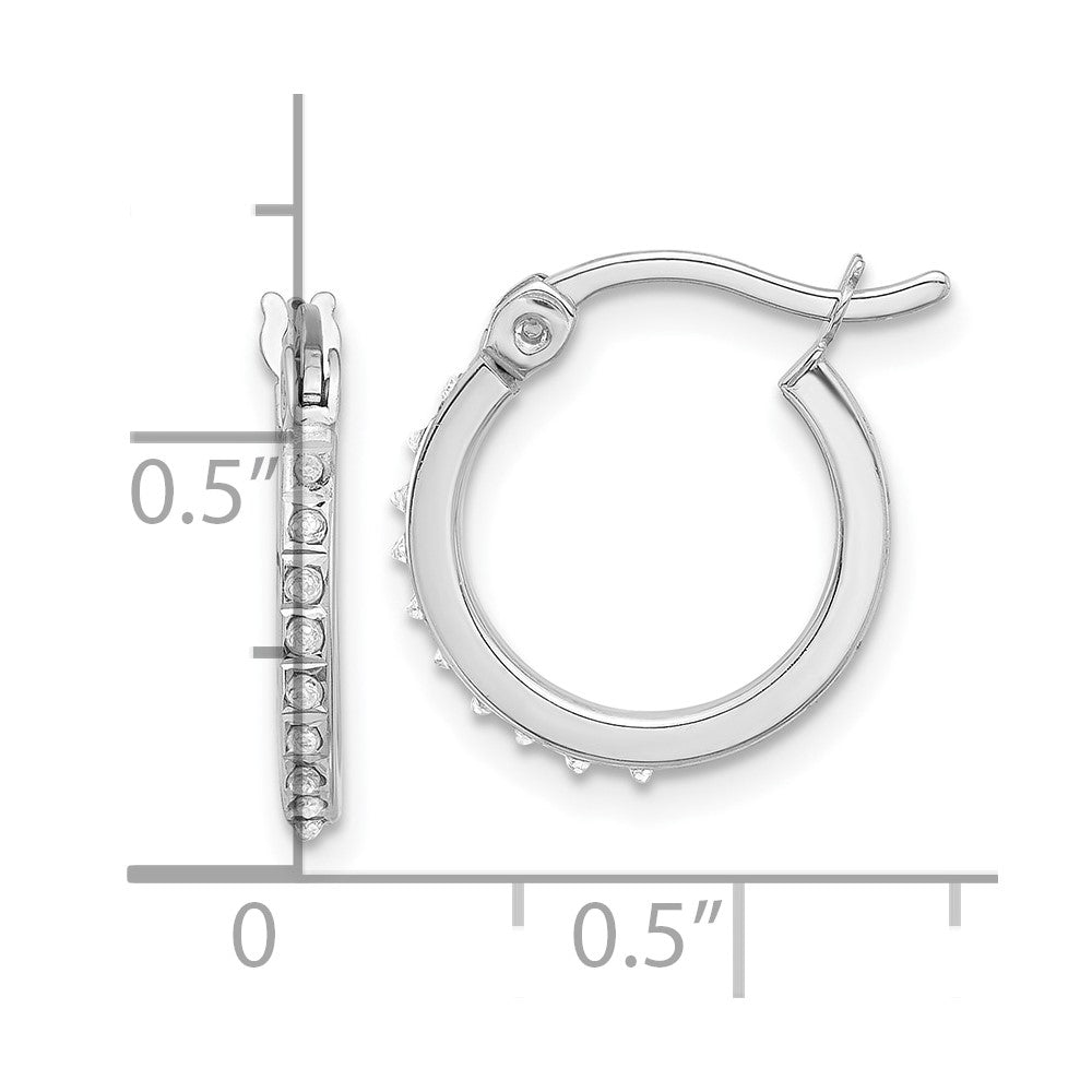 Sterling Silver Platinum-Plated Diamond Mystique Dia Dust/accent Hoop Earring