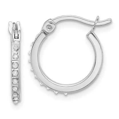 Sterling Silver Platinum-Plated Diamond Mystique Dia Dust/accent Hoop Earring