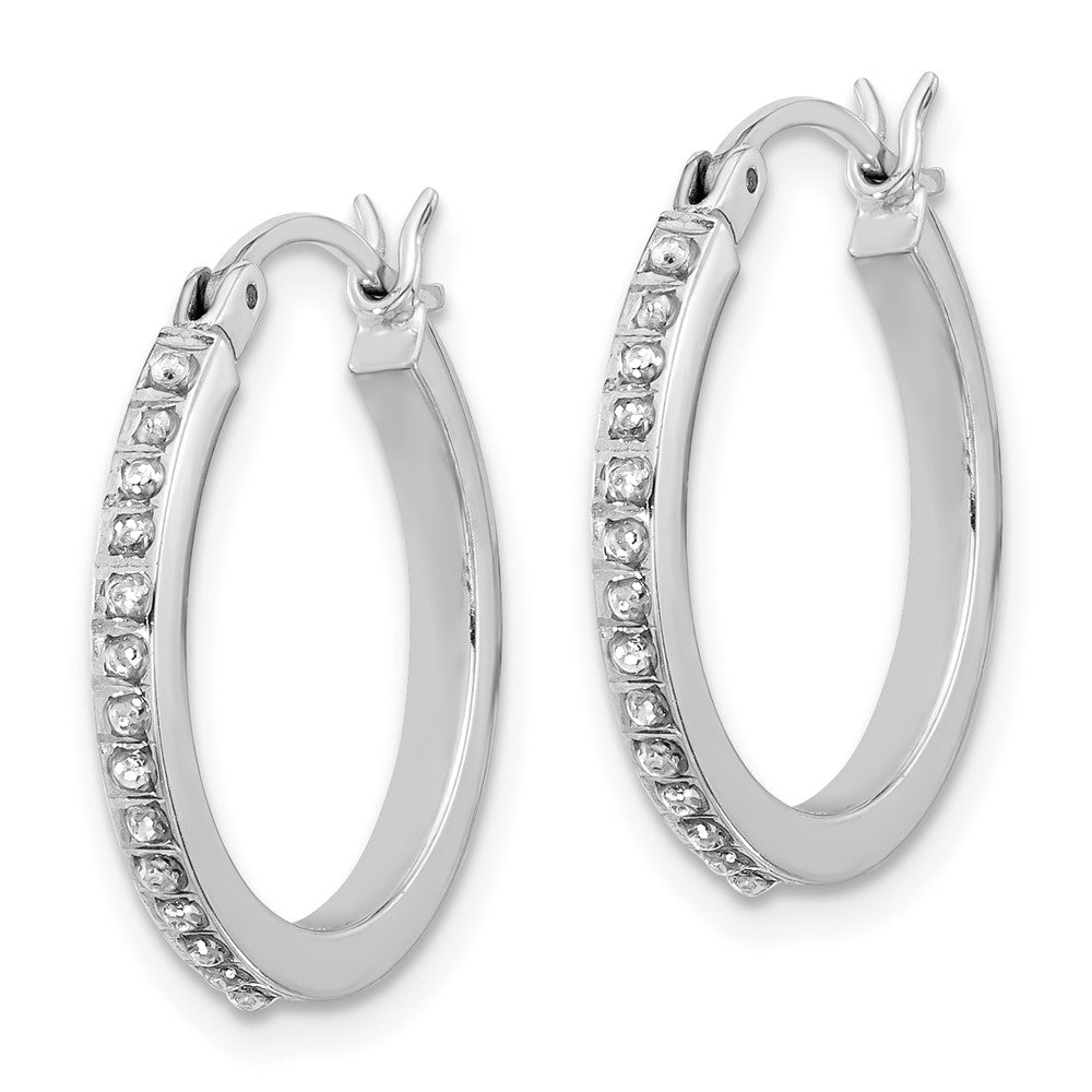 Sterling Silver Platinum-Plated Diamond Mystique Diamond Dust/accent Hoop Earrings