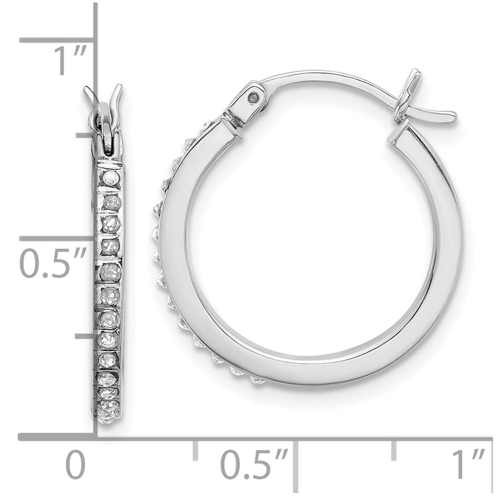 Sterling Silver Platinum-Plated Diamond Mystique Diamond Dust/accent Hoop Earrings