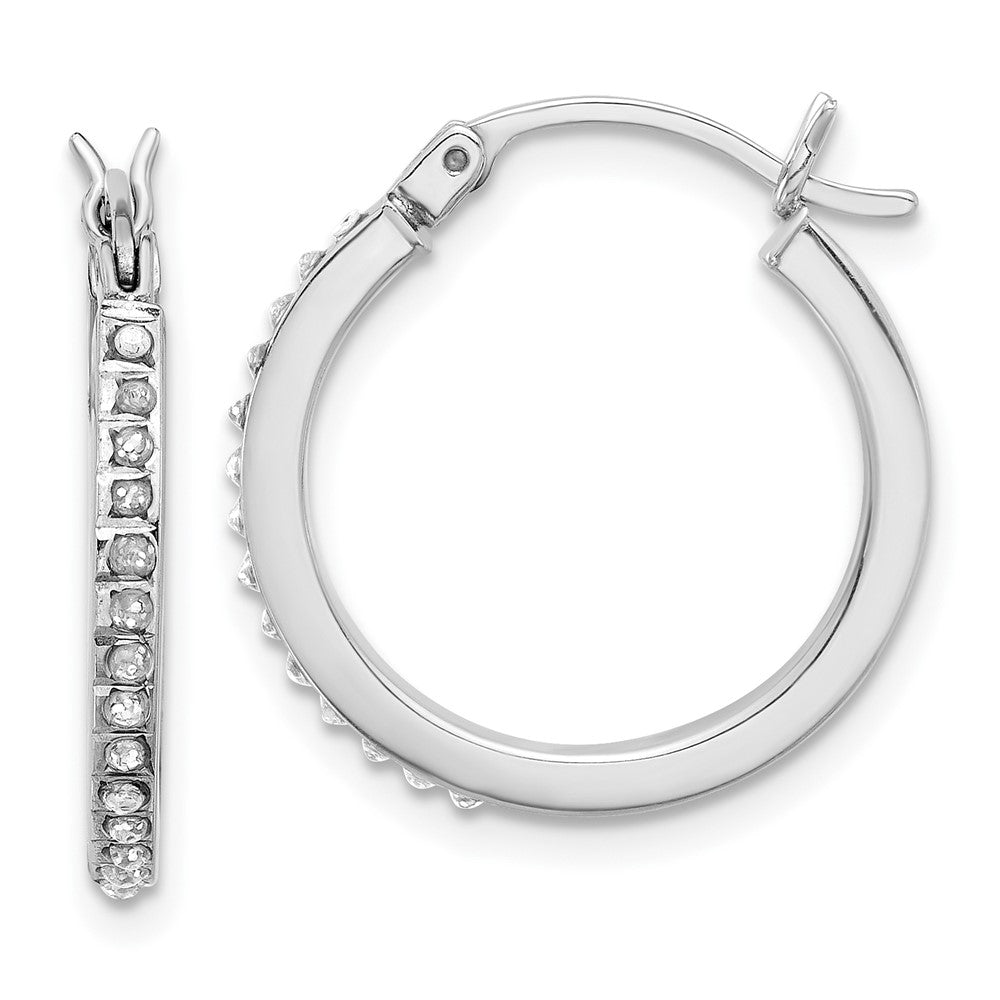 Sterling Silver Platinum-Plated Diamond Mystique Diamond Dust/accent Hoop Earrings